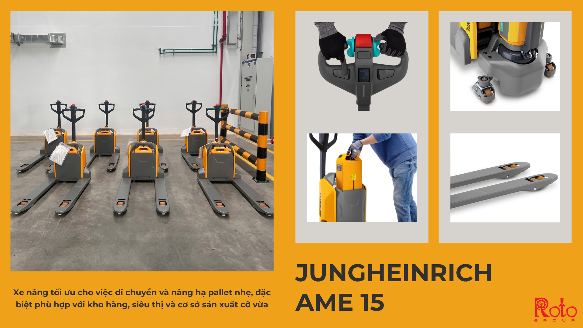 Xe nâng tay điện có tốn điện không? Thực tế vận hành Jungheinrich AME15