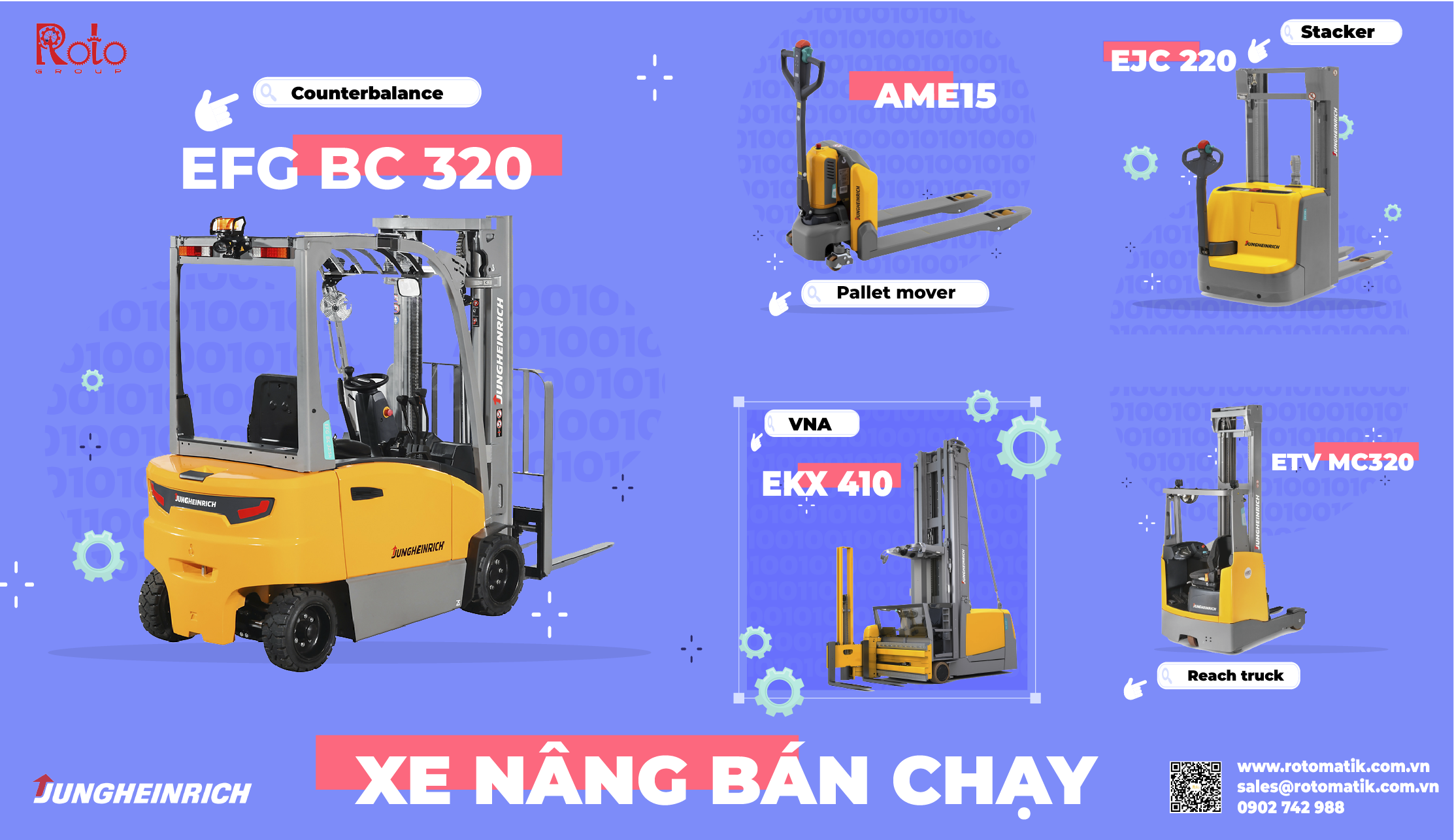 Các dòng xe nâng Jungheinrich bán chạy được phân phối tại Việt Nam bởi công ty...